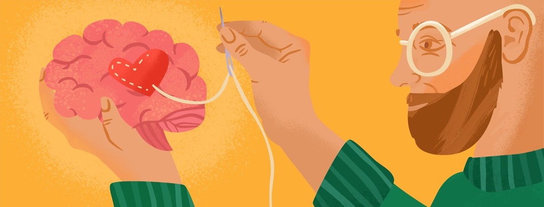 sewing a heart into a brain